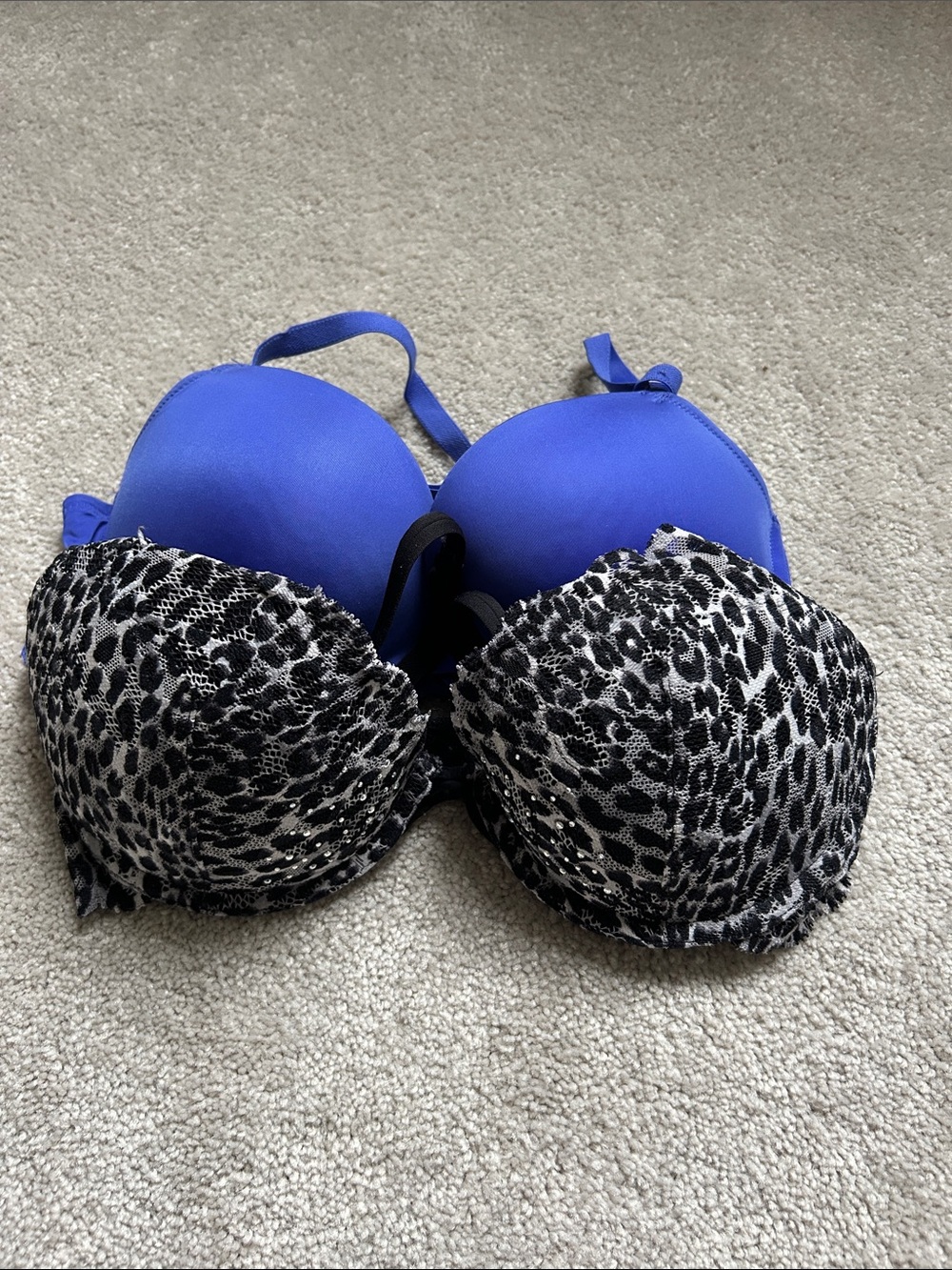 La SENZA Blue with Black & White Leopard Push-Up Bra